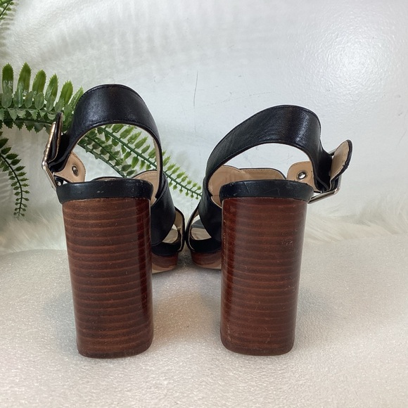 SOLE SOCIETY JEANNE LEATHER SLINGBACK BLOCK HEEL SANDALS BLACK SZ 6 - Picture 7 of 11